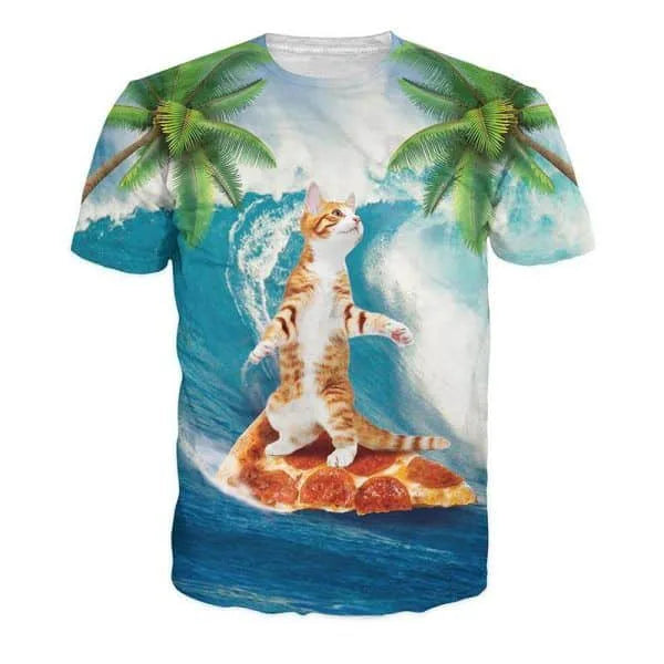 Kat Surft Op Een Pizzapunt Festival Shirt