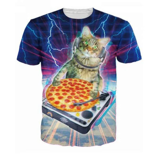 Pizza Draaitafel DJ Kat Festival Shirt