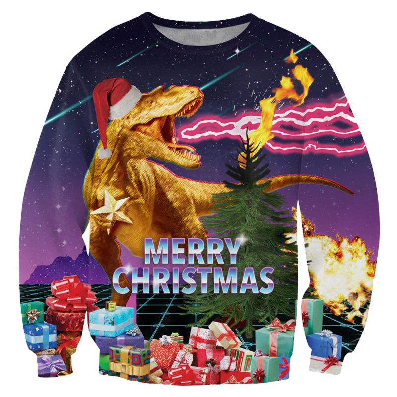 Retro Foute Kersttrui Met 80's T-rex