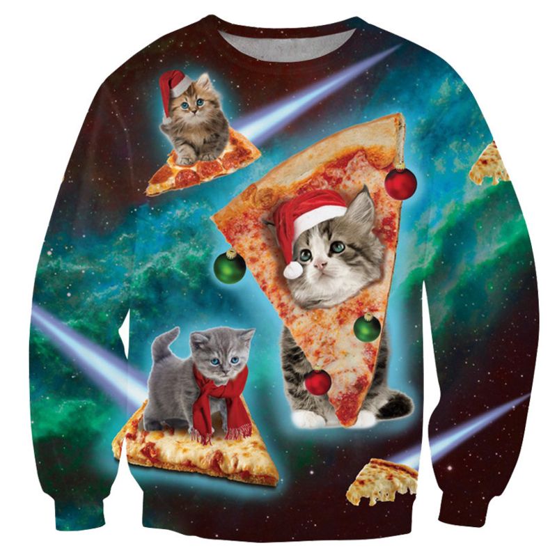 Pizza En Kitty Cats In De Ruimte Kersttrui