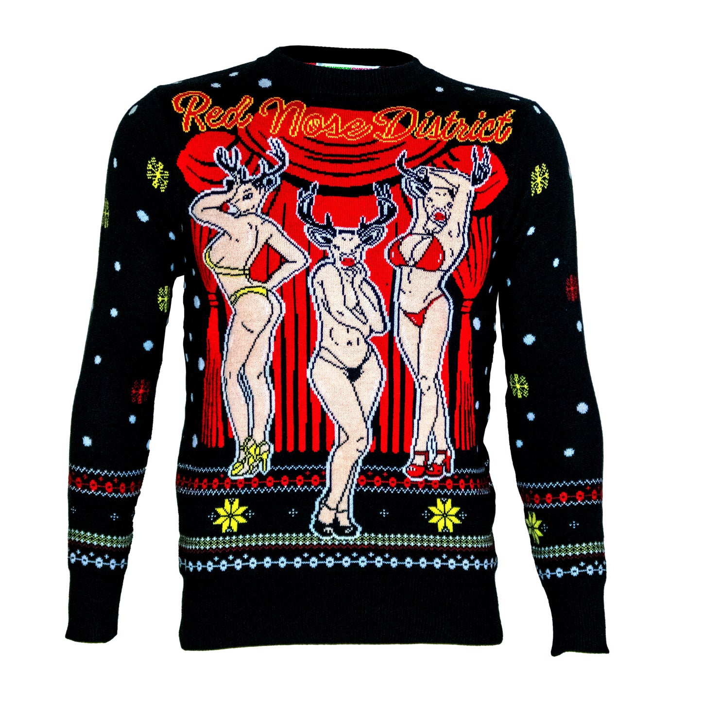 Red Nose District Met Stripper Rendieren Foute Kersttrui