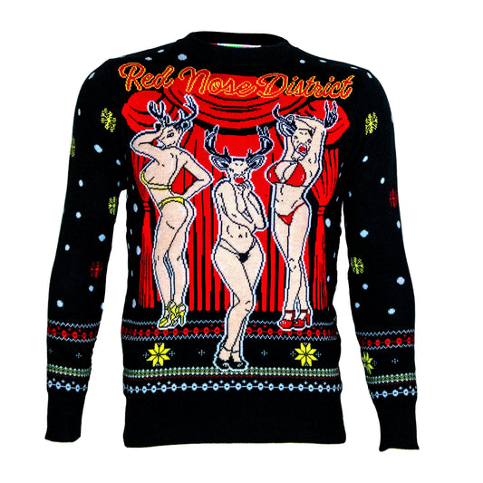 Red Nose District Met Stripper Rendieren Foute Kersttrui