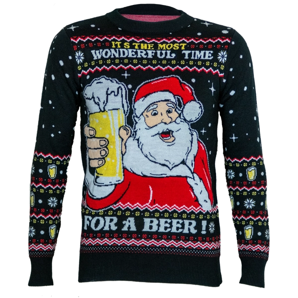 Kerstman Met Een Koud Biertje Gebreide Foute Kersttrui