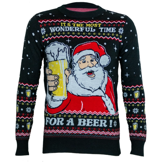 Kerstman Met Een Koud Biertje Gebreide Foute Kersttrui