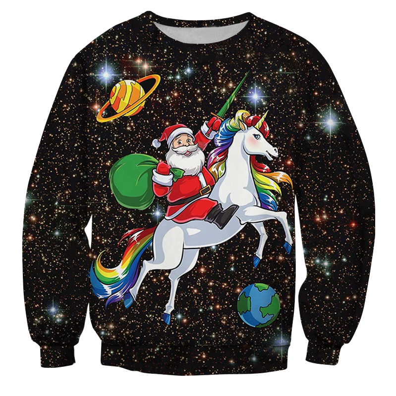 Kerstman Op Eenhoorn In De Ruimte Foute Kersttrui