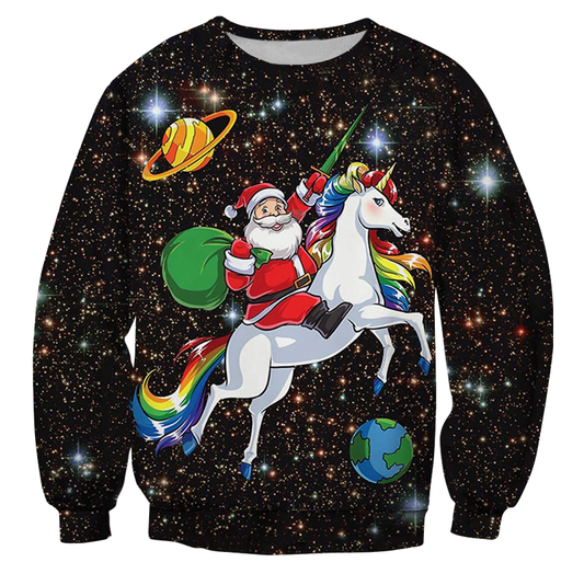 Kerstman Op Eenhoorn In De Ruimte Foute Kersttrui